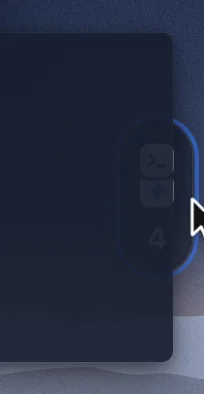 The side status tab at the right edge, then the shelf expanded